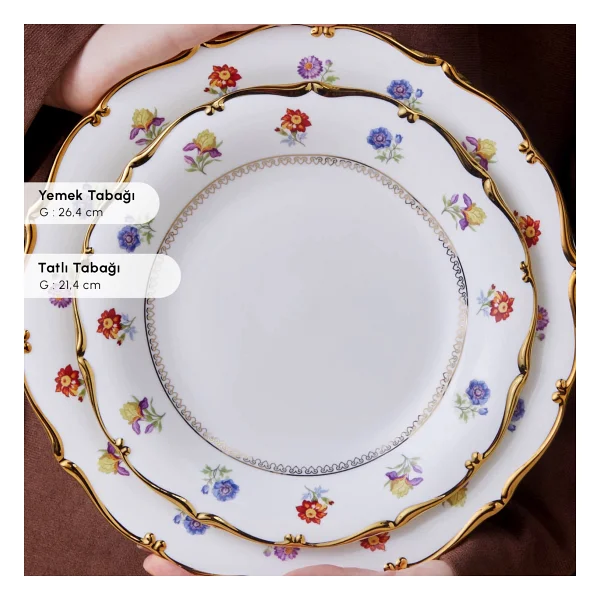Karaca Royal Bone Diana Gold 55 Parça 12 Kişilik Yemek Takımı - Görsel 7