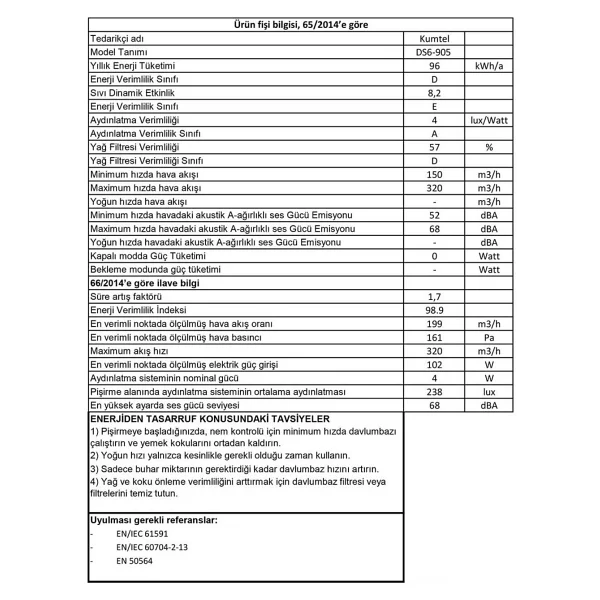 Kumtel Ds6-905 W Beyaz Sürgülü Aspiratör - Görsel 3