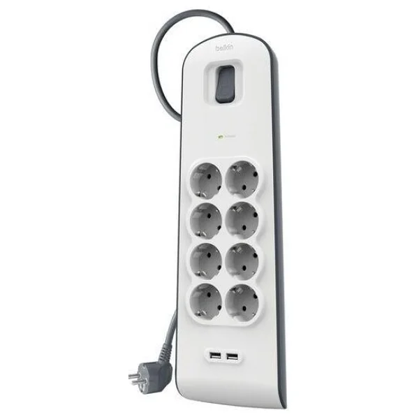 Belkin BSV804VF2M 900 Joule 2 USB'li 8'li 2 m Akım Korumalı Priz - Görsel 4