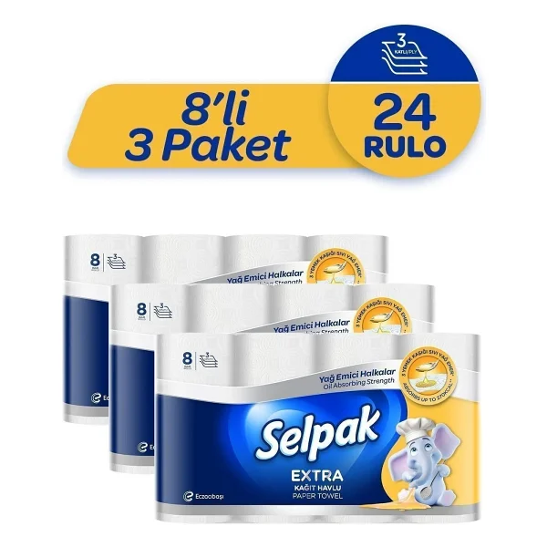 Selpak Extra Yağ Emici 8'li 4 Adet Kağıt Havlu - Görsel 8