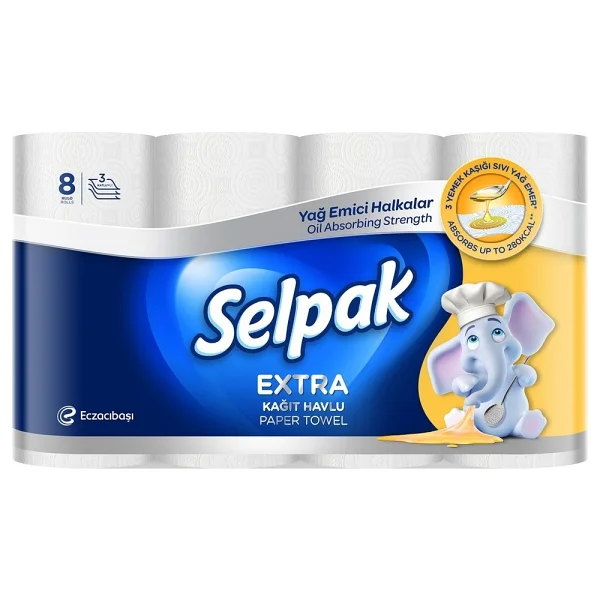 Selpak Extra Yağ Emici 8'li 4 Adet Kağıt Havlu - Görsel 2