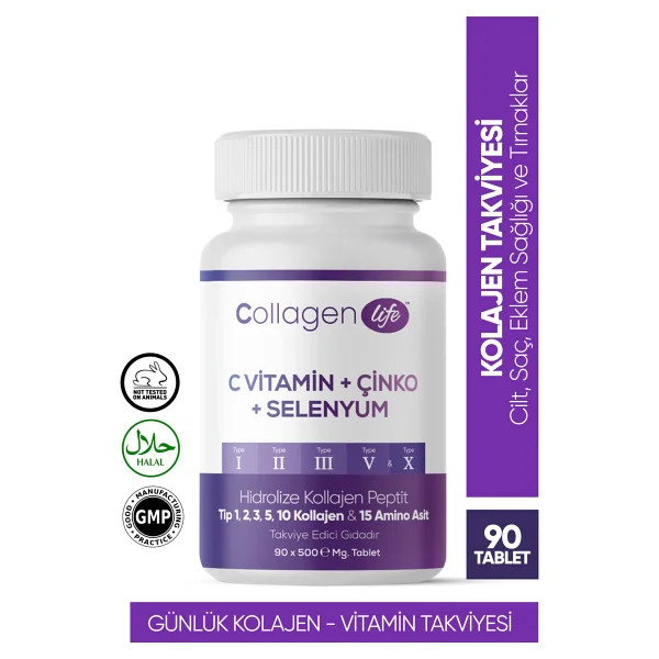Collagen Life Pro C Vitamin Çinko Selenyum 500 Mg 90 Tablet - Görsel 8