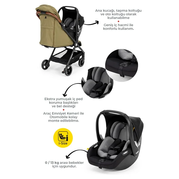 Kanz Instreet Autofold Travel Sistem Bebek Arabası - Görsel 3