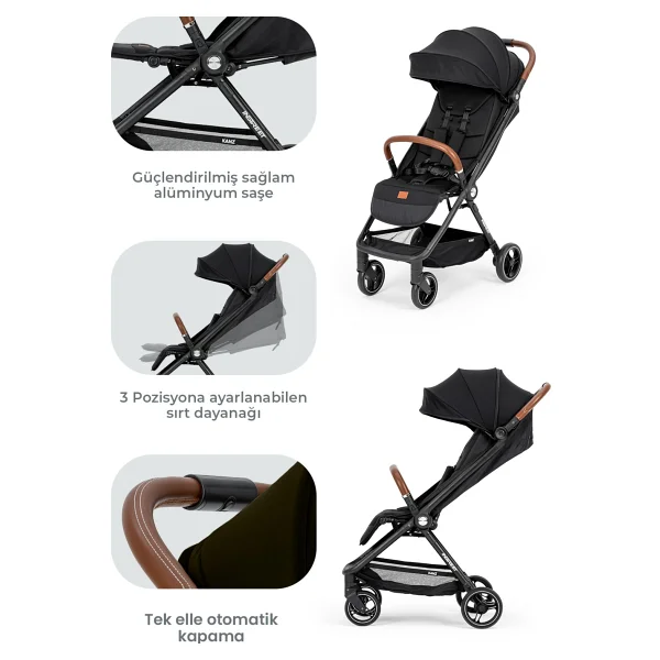 Kanz Instreet Autofold Siyah Travel Sistem Bebek Arabası - Görsel 3
