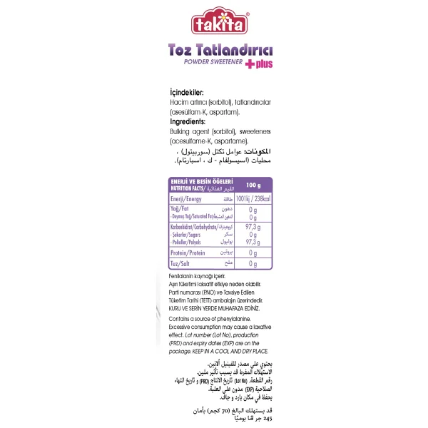 Takita Toz Tatlandırıcı +Plus 225gr - Görsel 3
