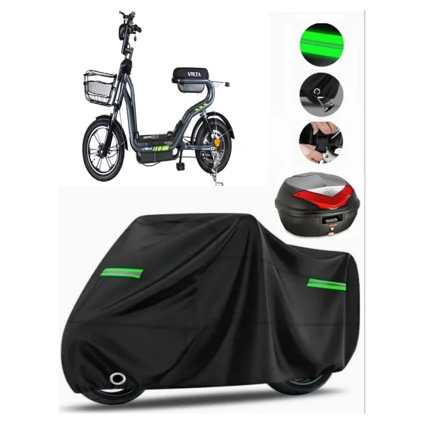 Volta Vsm Arka Çanta Uyumlu Motosiklet Brandası Premium (Kilit Uyumlu)-Siyah - Görsel 6