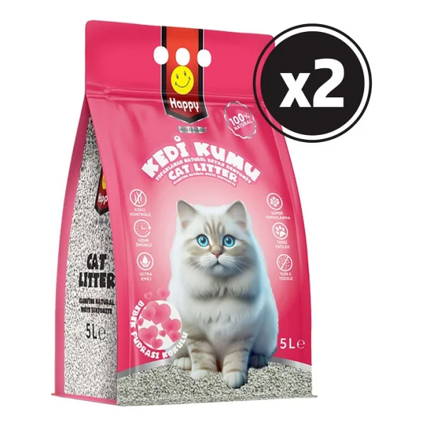 Happy Bebek Pudrası Kokulu 5 Lt 2'li Bentonit Kedi Kumu - Görsel 6