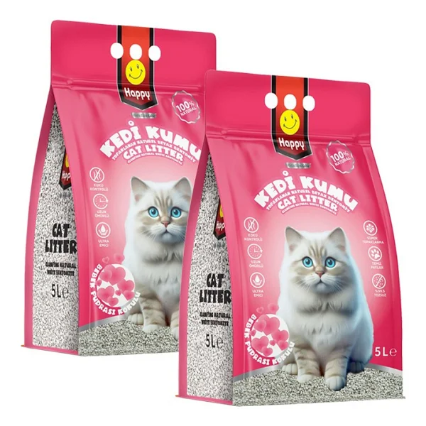 Happy Bebek Pudrası Kokulu 5 Lt 2'li Bentonit Kedi Kumu - Görsel 2