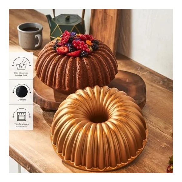 Karaca Cake Pro Dilimli Döküm Kek Kalıbı Gold - Görsel 3