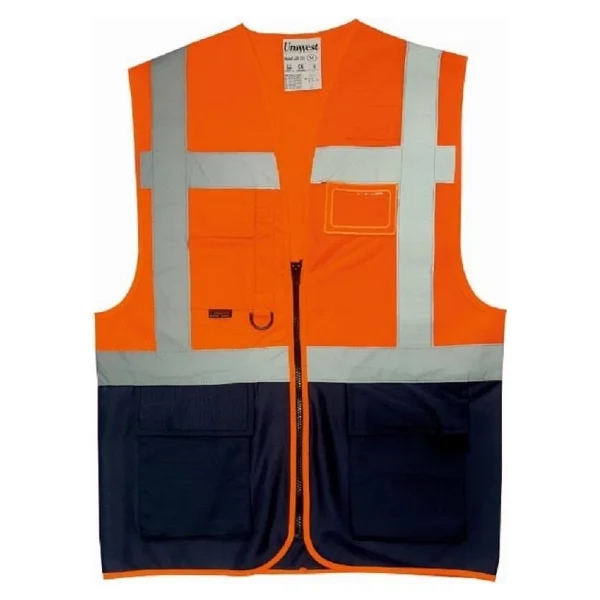 Uniwest Uw-212 Reflektörlü Cepli Mühendis Ikaz Yeleği Turuncu-Lacivert - Görsel 3