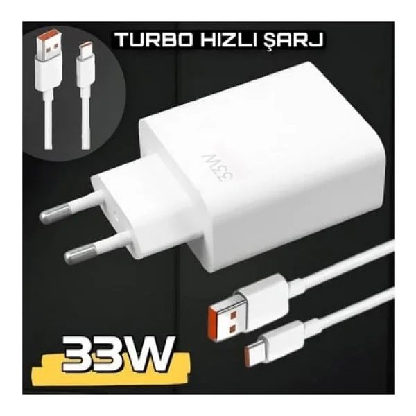 Redmi Note9 Uyumlu Şarj Aleti Type-C 33w-67w Turbo Hızlı Şarj Cihazı + Kablo - Beyaz - Görsel 5