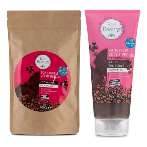 Bee Beauty Toz Kahve Vücut Peeling 200gr + Kahveli Jel Vücut Peeling 200ml - Görsel 2