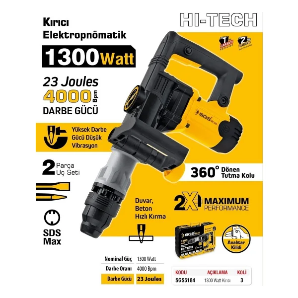 Sgs Sgs5184 1300 W Elektropnömatik Kırıcı Delici - Görsel 4