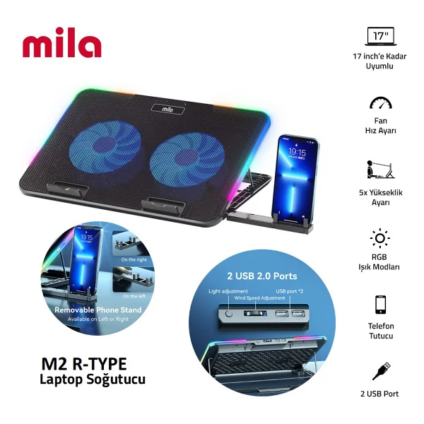 Classone Mila M2 17" Laptop Soğutucu - Görsel 7