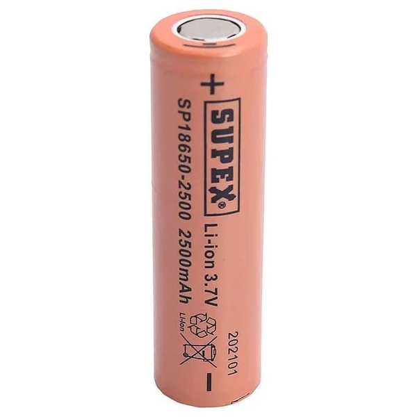Supex 18650-2500 3.7v 2500 mAh Düz Kafa Lı-Ion Pil - Görsel 5