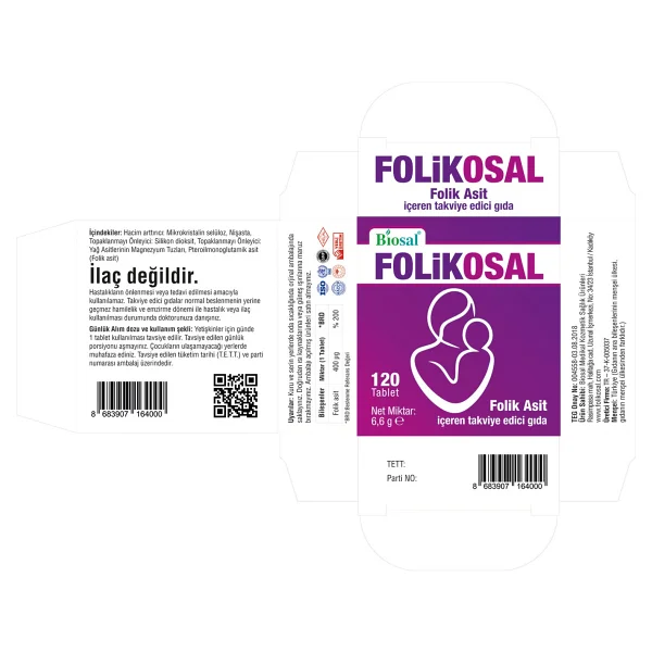 Biosal Folikosal 400 Mcg Folik Asit 120 Tablet - Görsel 2