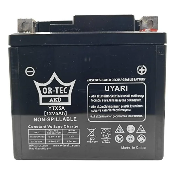 Ortec 12v 5ah Ytx5a-Bs Motosiklet Aküsü - Görsel 5