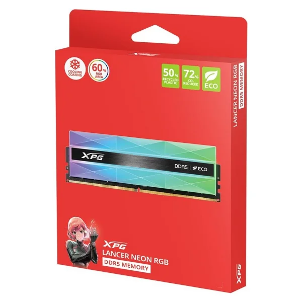 Xpg Lancer Neon RGB 32 GB (2x16) 6400 MHz Cl32 Ax5u6400c3216g-Dclanrsg DDR5 RAM - Görsel 4