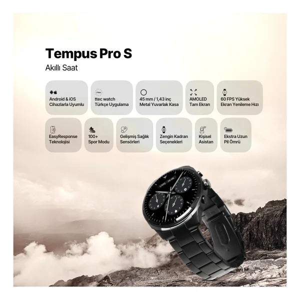 Ttec Tempus Pro S 45mm 2sw08 Siyah Akıllı Saat - Görsel 2