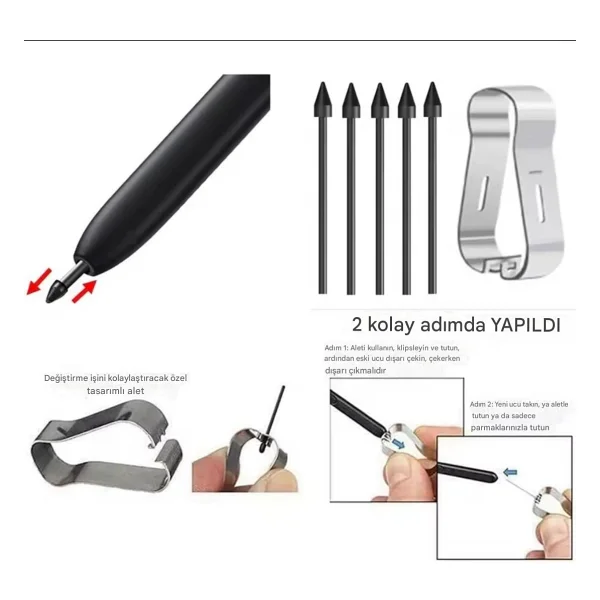 Samsung S Pen Tablet Uyumlu Kalem Ucu Tab S6/S6lte/S7fe/S7ultra/S8 /S8 Ultra/S9/S9feultra S10/S10ultra (5 Tane) Siyah - Görsel 2