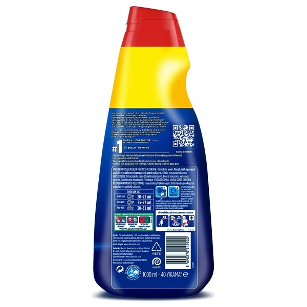 Finish Hepsi Bir Arada Konsantre Limon 1000 Ml Bulaşık Jel Deterjanı - Görsel 8