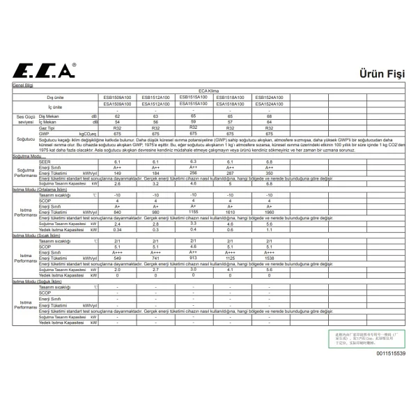 E.C.A. Spylos Pro Esa1524a100 A++ 24000 Btu Inverter Duvar Tipi Klima - Montaj Dahil - Görsel 3