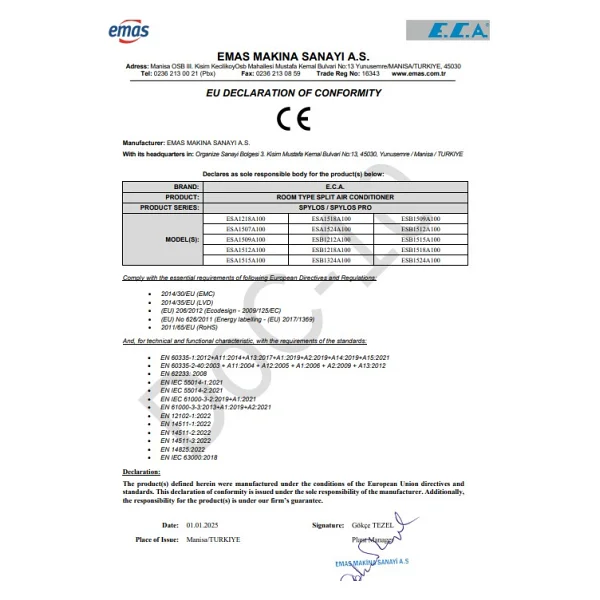 E.C.A. Spylos Pro Esa1524a100 A++ 24000 Btu Inverter Duvar Tipi Klima - Montaj Dahil - Görsel 7