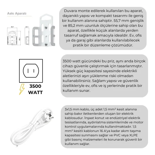 Viko Multi-Let 90133605 Topraklı Siyah 5 M 6'lı Priz - Görsel 3