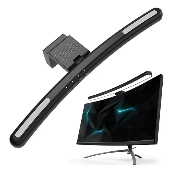 Yesnıce Curved Monitörü 24-27 Inch Işık Çubuğu LED Işıklar Göz Bakımı, Masaüstü 3 Kademeli,7 RGB Oyun Bilgisayar Kolay Kurulum - Siyah - Görsel 6