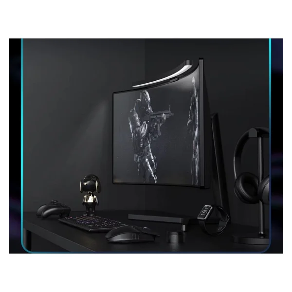 Yesnıce Curved Monitörü 24-27 Inch Işık Çubuğu LED Işıklar Göz Bakımı, Masaüstü 3 Kademeli,7 RGB Oyun Bilgisayar Kolay Kurulum - Siyah - Görsel 4