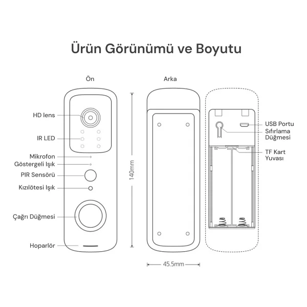 Yeco Bd-10 Akıllı Görüntülü Kapı Zili - Görsel 4