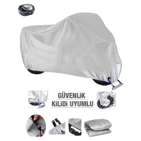 Honda Nss250 (Forza 250) Gri Kilit Uyumlu Motor Brandası Arka Çanta Uyumlu Ultra Kalın Su Geçirmez - Görsel 2