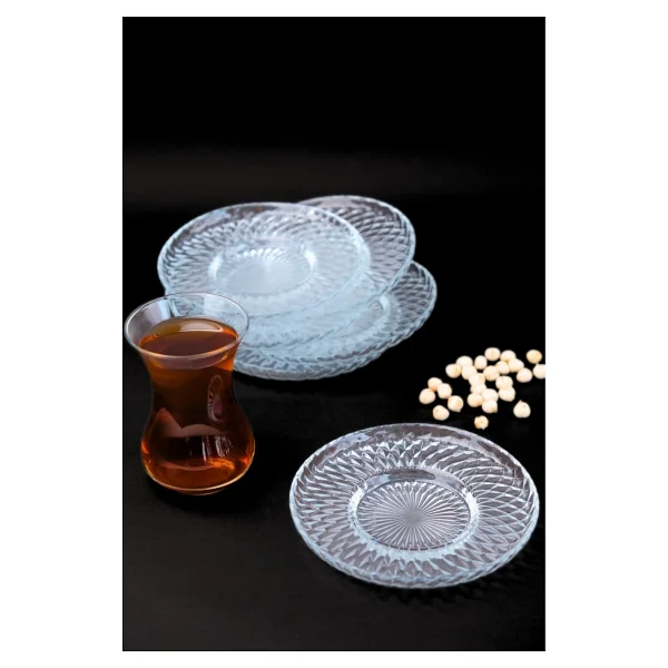 Tabak Evi Aden Sensu 12 Cm 6'lı Cam Çay Tabağı - Görsel 4
