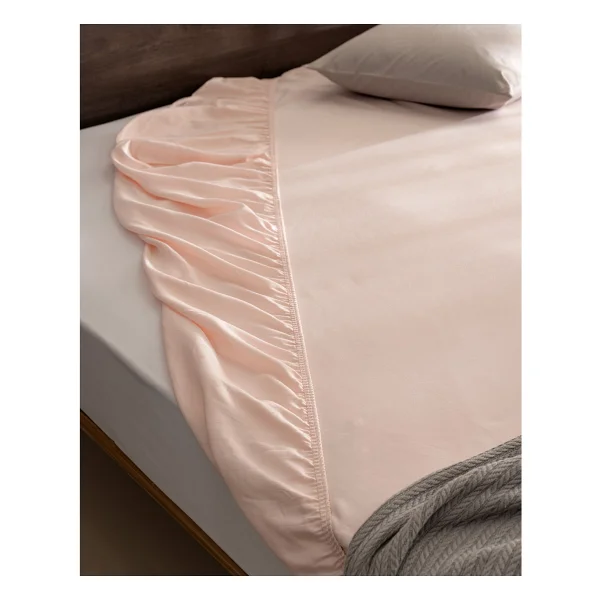 Madame Coco Ciel Tek Kişilik %100 Pamuk Lastikli Saten Çarşaf - Açık Pudra - 100x200cm - Görsel 2