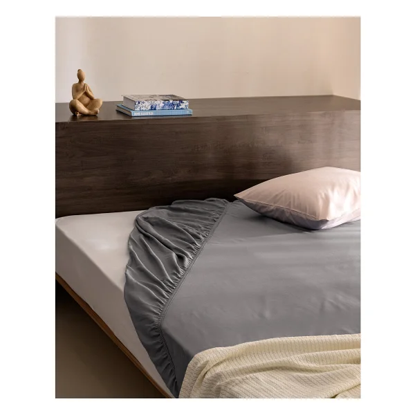 Madame Coco Ciel Tek Kişilik %100 Pamuk Lastikli Saten Çarşaf - Açık Pudra - 100x200cm - Görsel 7
