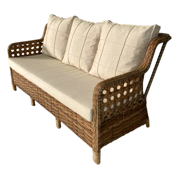 Monalin Home Garden I Elite 7 Kişilik Oturma Takımı (Kahverengi) I Rattan El Örgüsü Bahçe Mobilyası - Kahverengi - Krem - Görsel 5