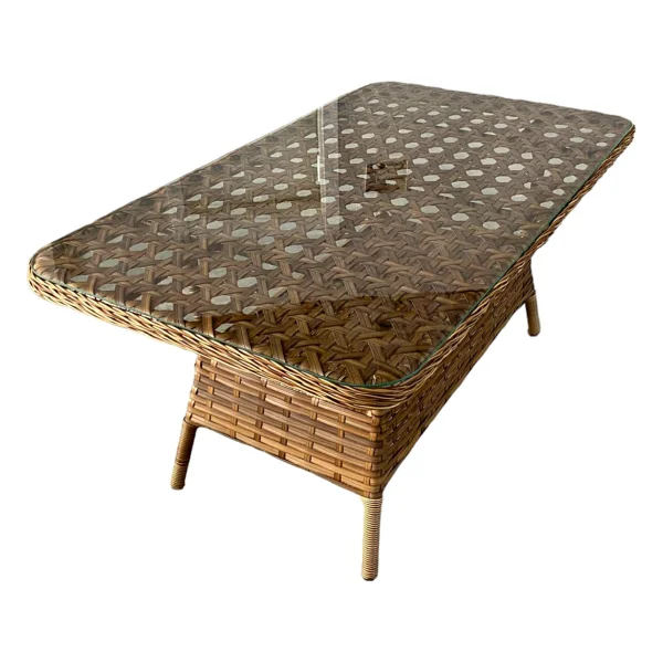 Monalin Home Garden I Elite 7 Kişilik Oturma Takımı (Kahverengi) I Rattan El Örgüsü Bahçe Mobilyası - Kahverengi - Krem - Görsel 7
