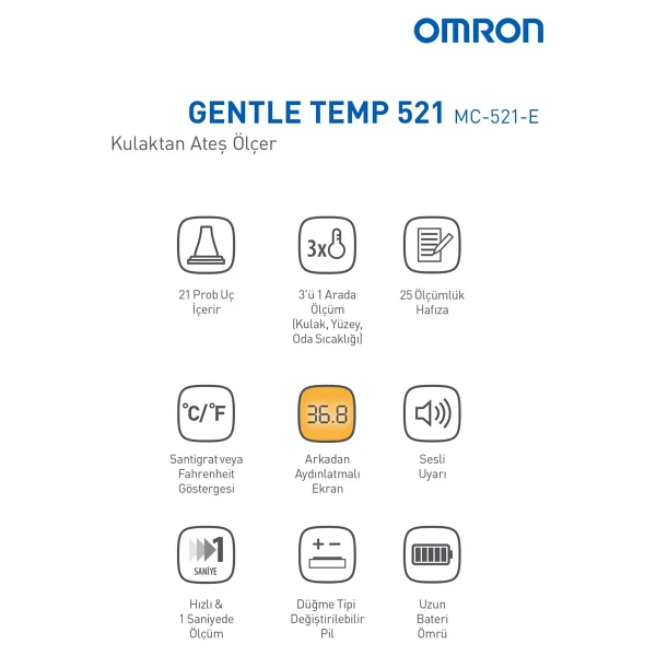 Omron Gentle Temp 521 Kulaktan Ateş Ölçer - Görsel 7