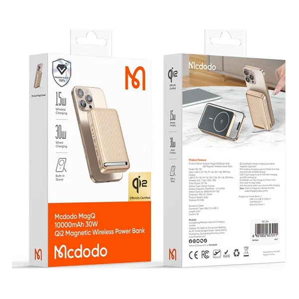 Mcdodo MC-7812 Çöl Titanyum 10000 mAh Hızlı Şarj Kablosuz Powerbank - Görsel 7