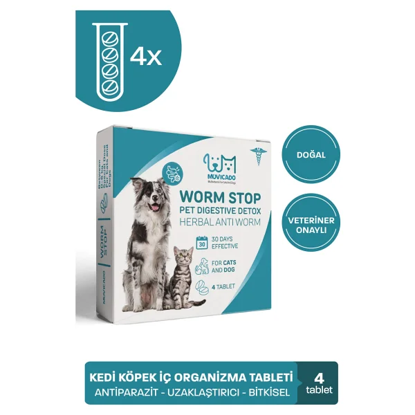 Kedi Köpek İç Dış Parazit Damlası Ve Tableti Seti - Parazit Uzaklaştırıcı Bitkisel Damla - Ödül Tablet Seti - Bit Pire Giderici Damla ( 4 İç Parazit + 4 Dış Parazit ) - Görsel 2