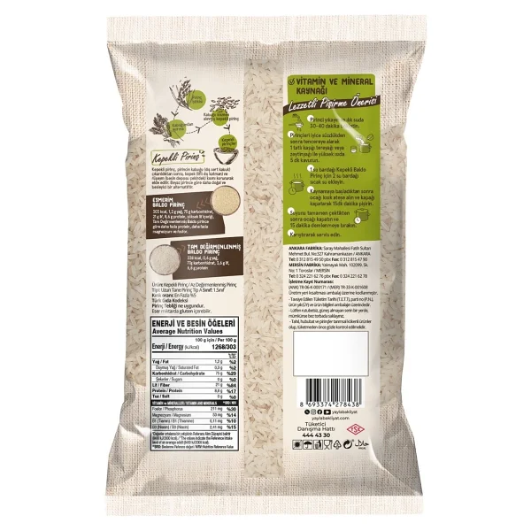 Yayla Esmerim Baldo Pirinç 1 kg - Görsel 2