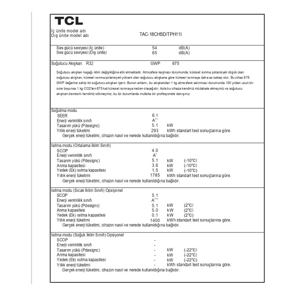 Tcl Breezeın Tac-18chsd/Tph11ı A++ 18000 Btu Inverter Duvar Tipi Klima - Görsel 7