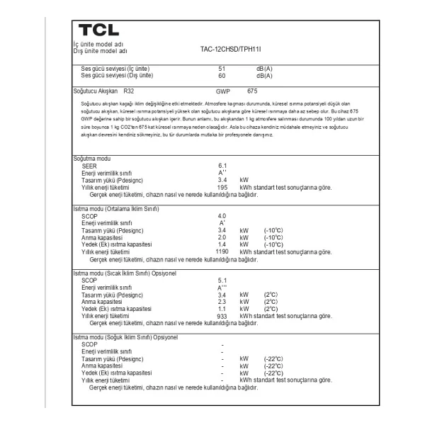 Tcl Breezeın Tac-12chsd/Tph11ı A++ 12000 Btu Inverter Duvar Tipi Klima - Görsel 7