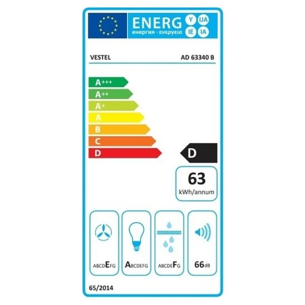 Vestel AD 63340 B Beyaz Duvar Tipi Ankastre Davlumbaz - Görsel 5