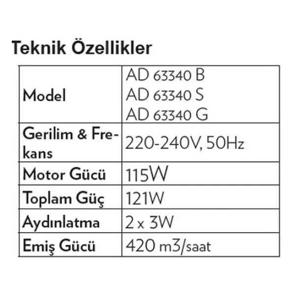 Vestel AD 63340 B Beyaz Duvar Tipi Ankastre Davlumbaz - Görsel 6