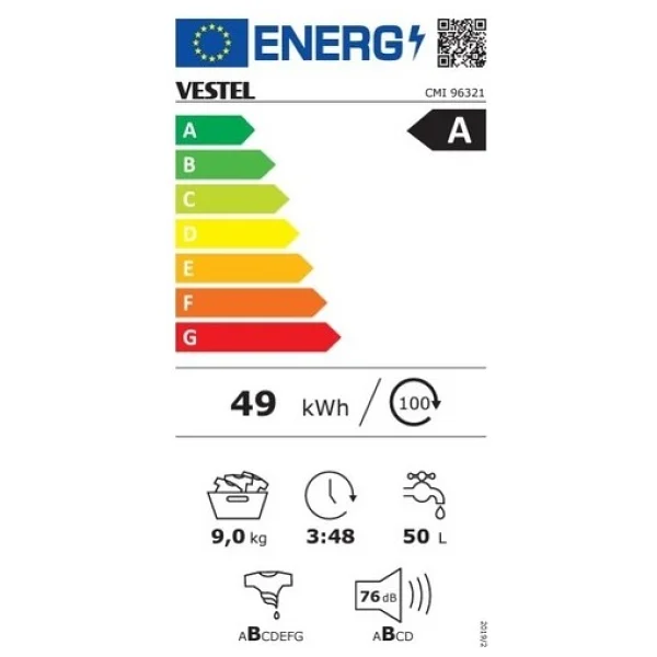 Vestel Cmı 96321 9 Kg 1200 Devir Çamaşır Makinesi - Görsel 8