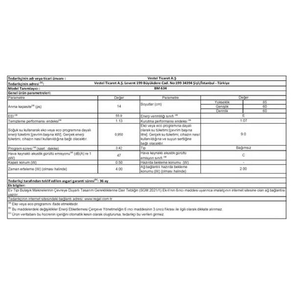 Regal Bm 634 6 Programlı Bulaşık Makinesi - Görsel 4