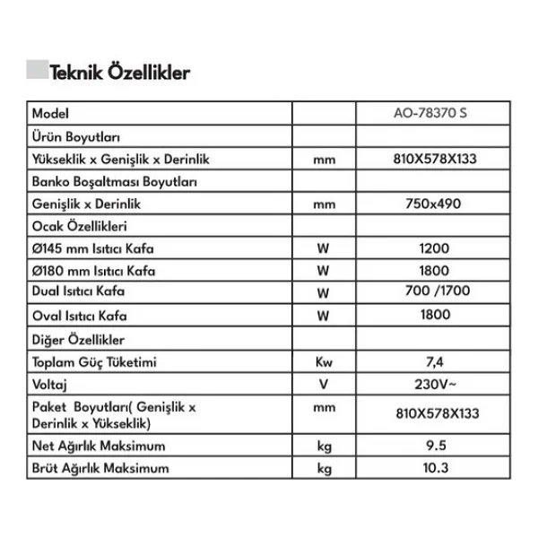 Vestel Ao-78370 S Siyah Vitroseramik Elektrikli Ankastre Ocak - Görsel 6