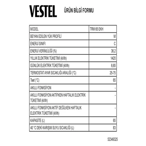 Vestel Trm 65 Ekh 3000 W 65 Lt Termosifon - Görsel 7