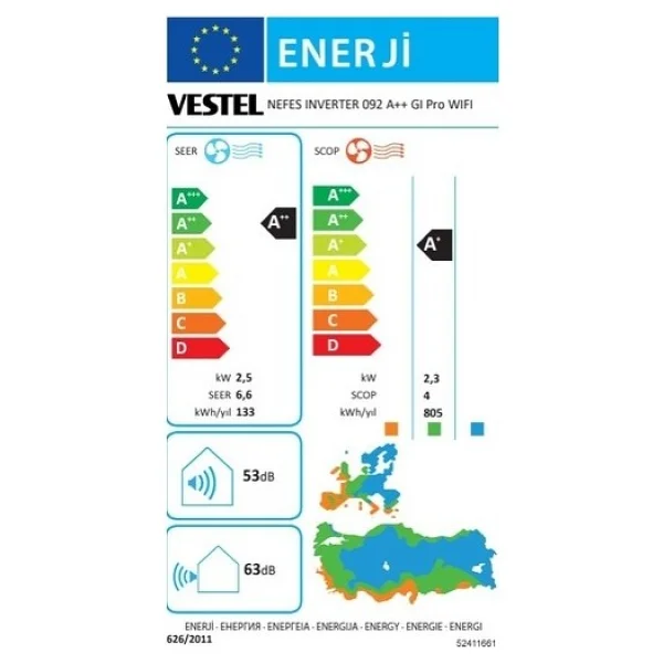 Vestel Nefes 092 GI Pro WiFi A++ 9000 BTU Inverter Duvar Tipi Klima - Görsel 10